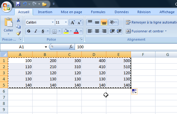 Copy (Ctrl+C) your data from an Excel file for instance.