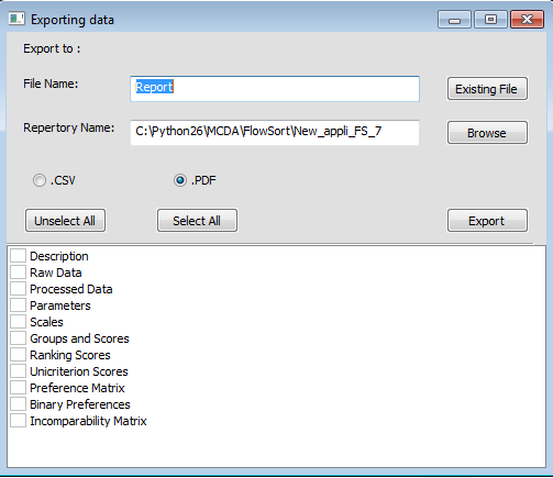 Export features