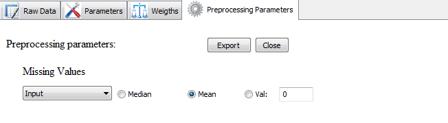 Choose 
here your parameters to change missing values.